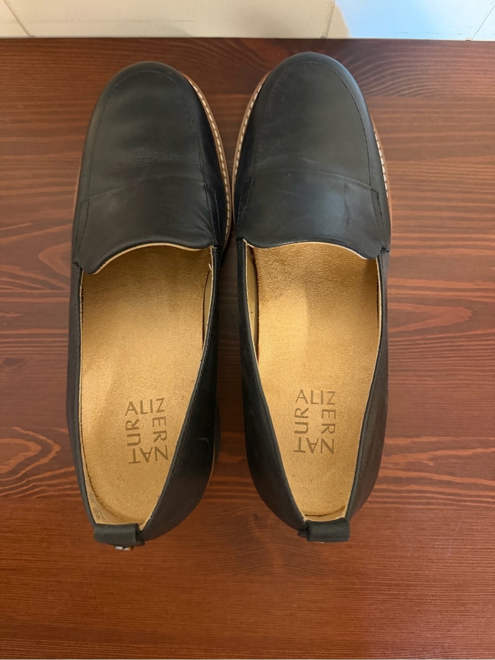 Naturalizer Black Leather Platform Loafers - Picture 4 of 6